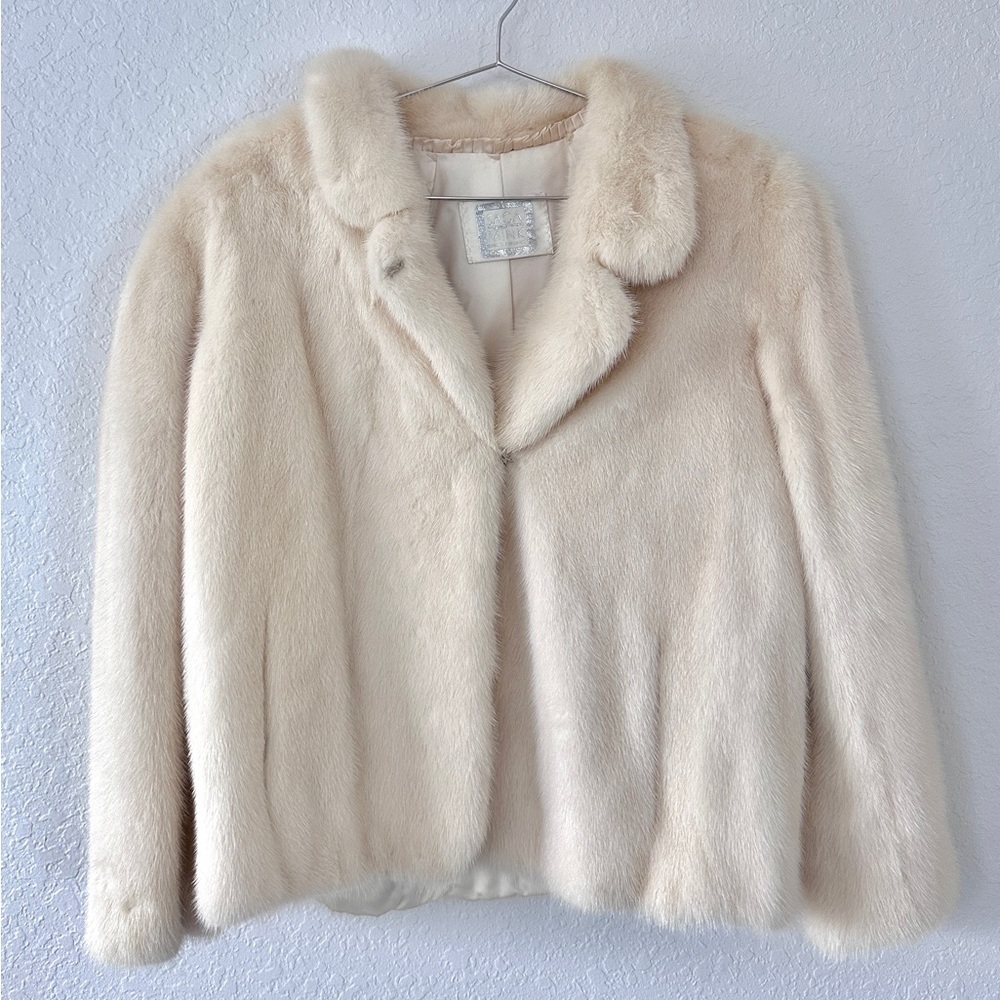 Never Used Saga Mink Fur Coat in Cream / Beige